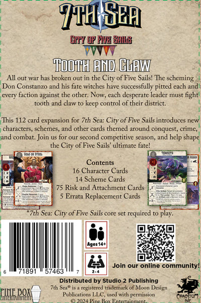 7th Sea: City of Five Sails - Tooth & Claw Expansion